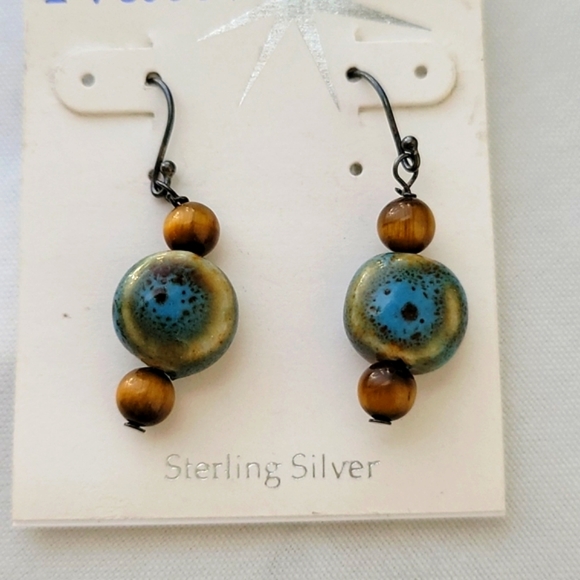 Native Sun Pottery Wire Earrings - Picture 2 of 2